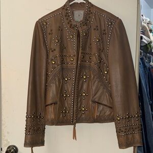 Double D Ranch Tan Studded Leather Jacket